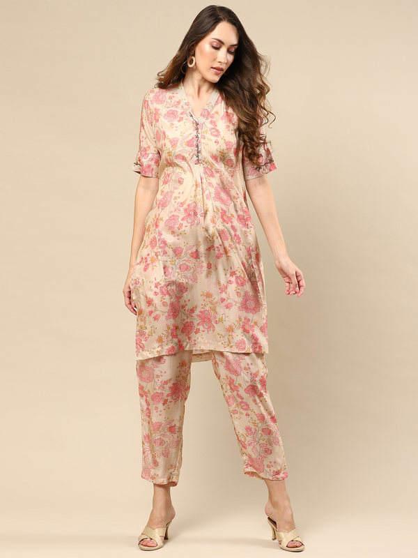 Printed Cotton Silk Kurta With Pant