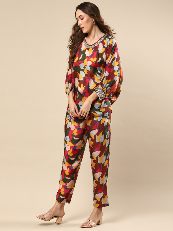 Printed Cotton Silk Multicolor Co-Ord Set