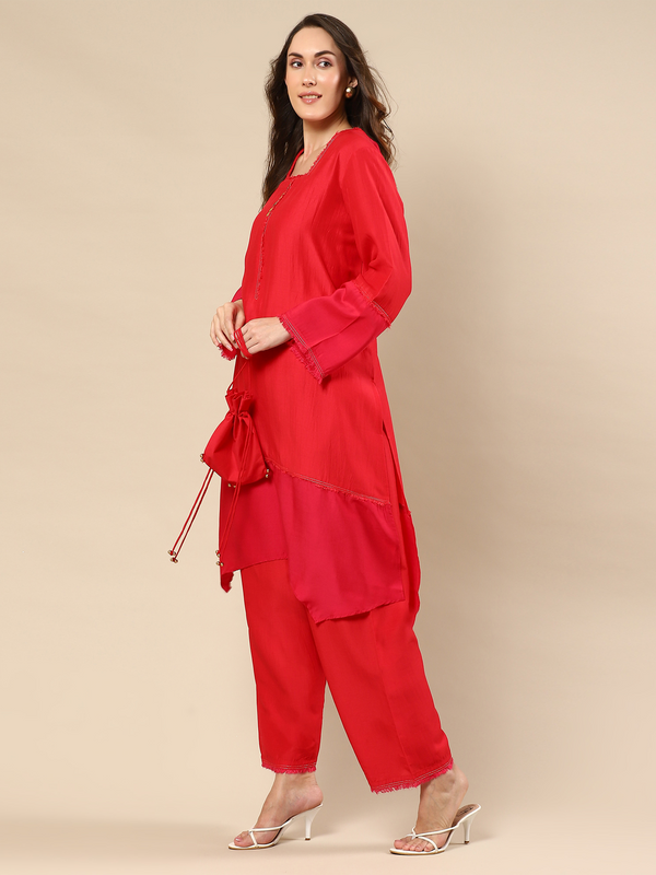 Red Color Potli Kurta Set