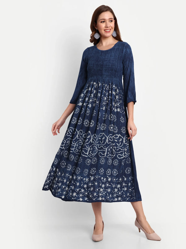 Ethnic Motifs Print Cotton Midi Dress