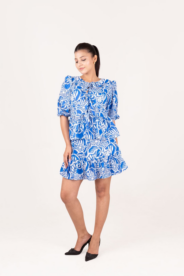 Cotton Printed Top with Tassel