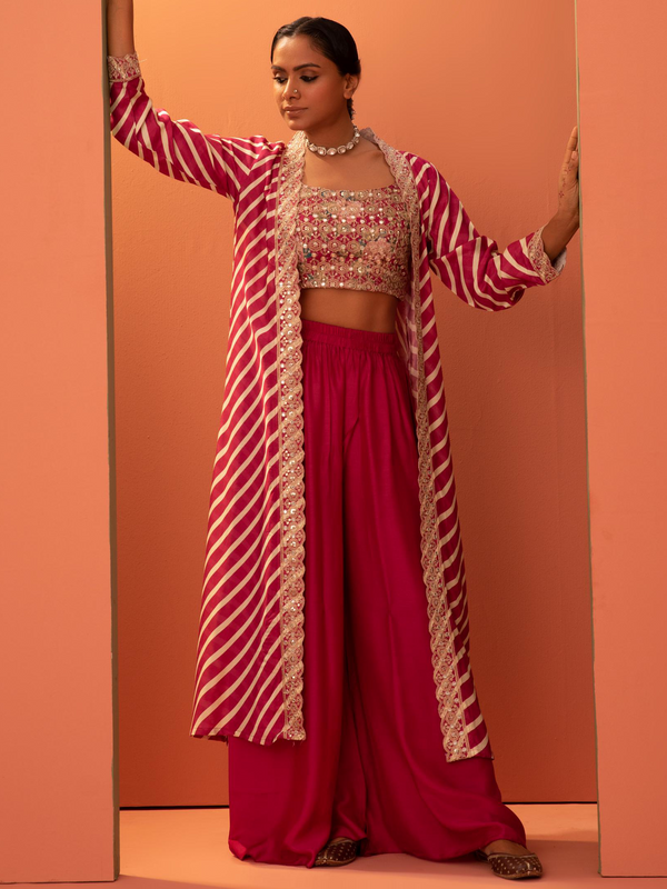 Cotton silk  Pink Cape and Palazzo set